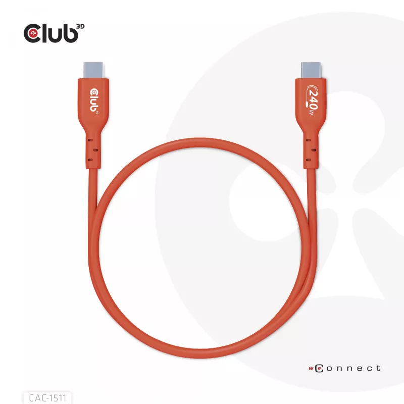 CLUB3D USB2 Type-C kahesuunaline USB-IF sertifitseeritud kaabel andmesideks 480Mb, PD 240W(48V/5A) EPR M/M 1m / 3.23 ft