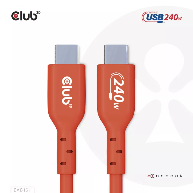 CLUB3D USB2 Type-C kahesuunaline USB-IF sertifitseeritud kaabel andmesideks 480Mb, PD 240W(48V/5A) EPR M/M 1m / 3.23 ft