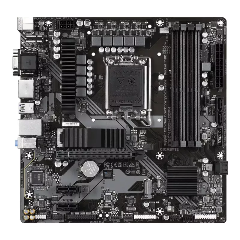 Emaplaat GIGABYTE B760M DS3H DDR4 Micro ATX, Intel LGA 1700, 4x DIMM, 128 GB, 2,5 Gb LAN, 2x M.2, HDMI+DP