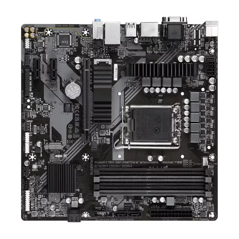 Emaplaat GIGABYTE B760M DS3H DDR4 Micro ATX, Intel LGA 1700, 4x DIMM, 128 GB, 2,5 Gb LAN, 2x M.2, HDMI+DP