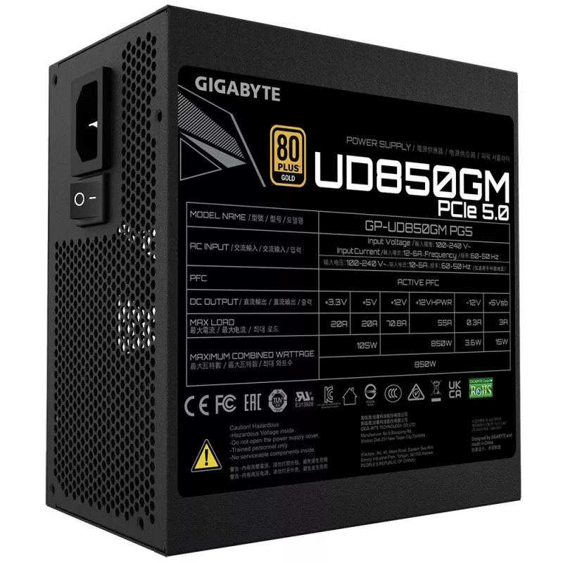 GIGABYTE GP-UD850GM PG5 toiteplokk 850 W 20+4 pin ATX ATX Must