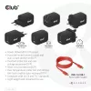 CLUB3D reisilaadija PPS 65W GAN tehnoloogiaga, kolme pordiga (2x USB Type-C + USB Type-A) Power Delivery (PD) 3.0 tugi