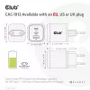 CLUB3D reisilaadija PPS 65W GAN tehnoloogiaga, kolme pordiga (2x USB Type-C + USB Type-A) Power Delivery (PD) 3.0 tugi