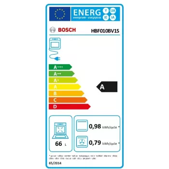Sisseehitatud elektriahi Bosch Serie 2 HBF010BV1S — 66 L, pöördregulaatorid, halogeenlamp, A-klass, valge