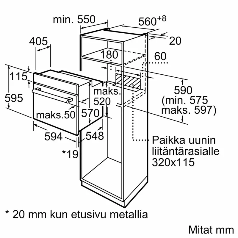 Sisseehitatud elektriahi Bosch Serie 2 HBF010BV1S — 66 L, pöördregulaatorid, halogeenlamp, A-klass, valge