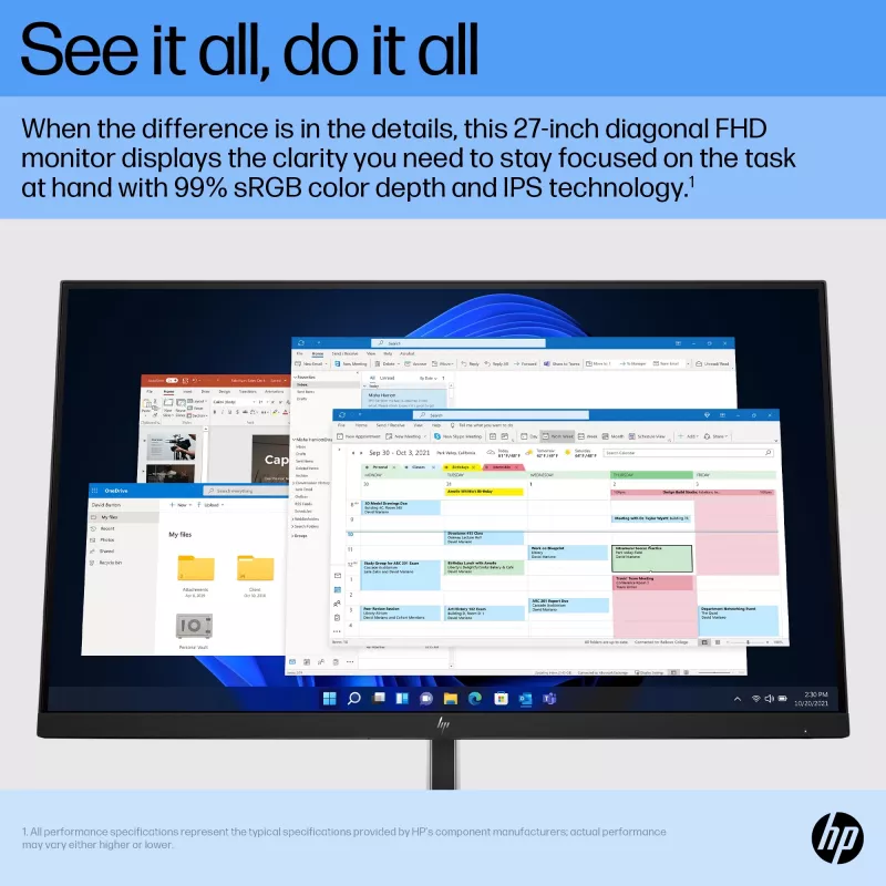 HP E27 G5 FHD monitor, 68,6 cm (27 tolli), 1920 x 1080 pikslit, Full HD, LCD, 5 ms, must