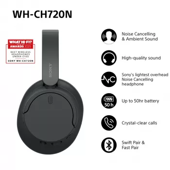 Sony WH-CH720 Kõrvaklapid Juhtmega ja Juhtmeta Peavõruga Kõned/Muusika USB Type-C Must