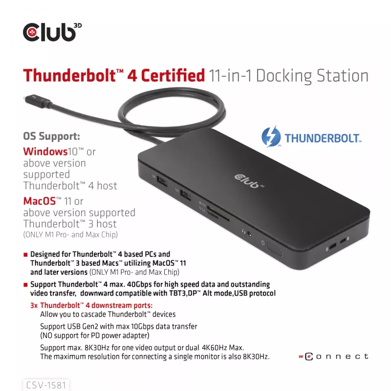 Dokkimisjaam CLUB3D Thunderbolt 4 Certified 11-in-1 140W