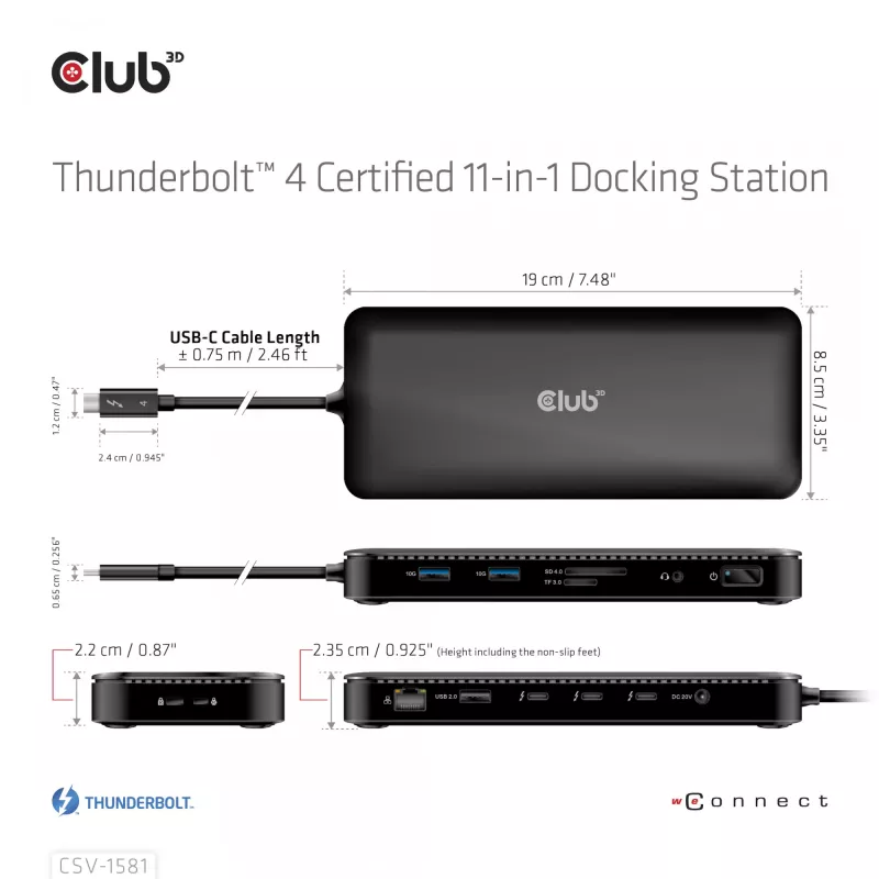 Dokkimisjaam CLUB3D Thunderbolt 4 Certified 11-in-1 140W