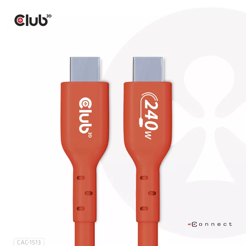 CLUB3D USB2 Type-C kahesuunaline USB-IF sertifitseeritud andmekaabel 480Mb, PD 240W(48V/5A) EPR M/M 3m / 9.84 ft