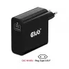 CLUB3D reisilaadija 140 W GaN-tehnoloogiaga, ühe pordiga USB Type-C, Power Delivery (PD) 3.1 tugi
