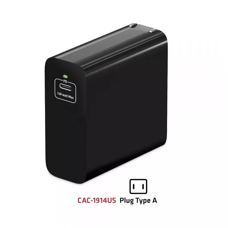 CLUB3D reisilaadija 140 W GaN-tehnoloogiaga, ühe pordiga USB Type-C, Power Delivery (PD) 3.1 tugi
