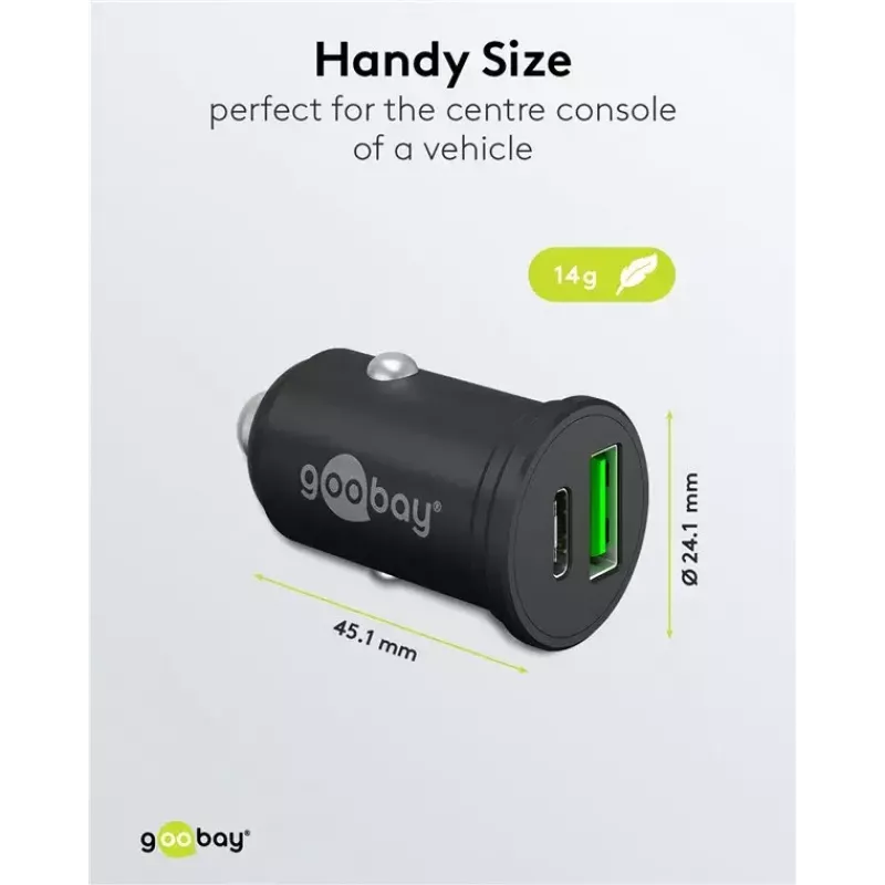 Goobay kahe USB-ga auto kiirlaadija USB-C PD 45 W Must