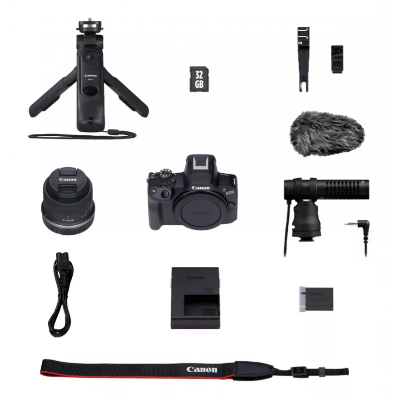 Canon EOS R50, must + RF-S 18-45mm F4.5-6.3 IS STM komplekt, 24,2 MP, 6000 x 4000 pikslit, CMOS, 4K Ultra HD, puuteekraan, must
