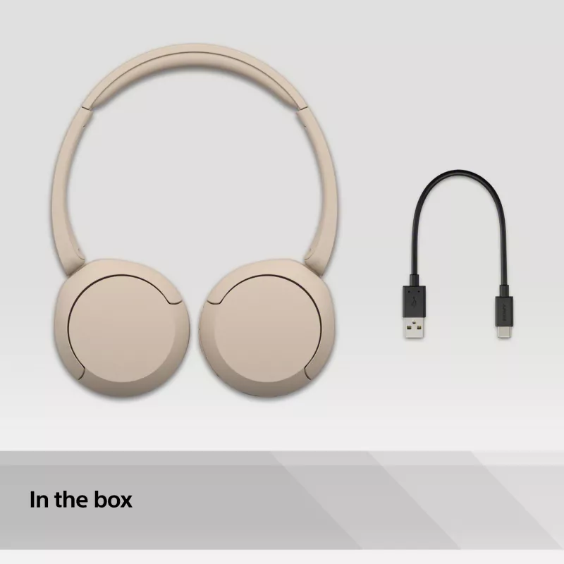 Sony WH-CH520 Juhtmeta kõrvaklapid, peavõruga, kõned/muusika, USB Type-C, Bluetooth, laadimisalus, kreem