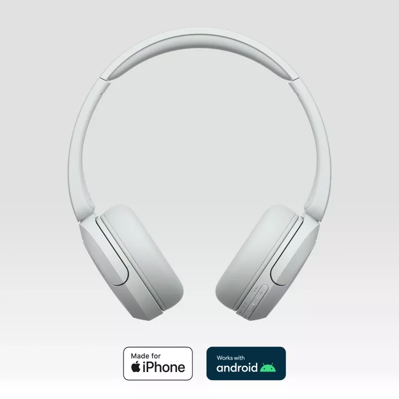 Sony WH-CH520 juhtmevaba kõrvapealne peakomplekt, Bluetooth 5.2, 50 h taasesitusaega, USB-C laadimine, valge