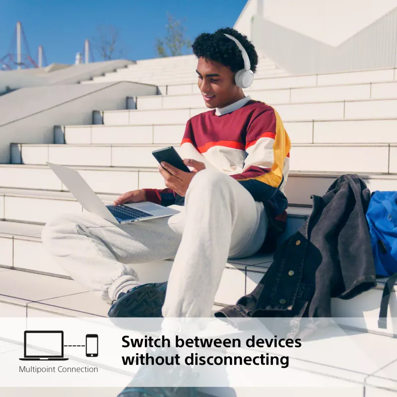 Sony WH-CH520 juhtmevaba kõrvapealne peakomplekt, Bluetooth 5.2, 50 h taasesitusaega, USB-C laadimine, valge