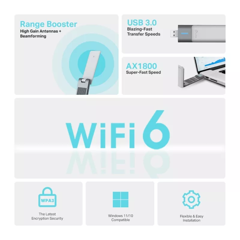 TP-Link Archer AX1800 suure võimendusega kaheribaline Wi-Fi 6 USB-adapter