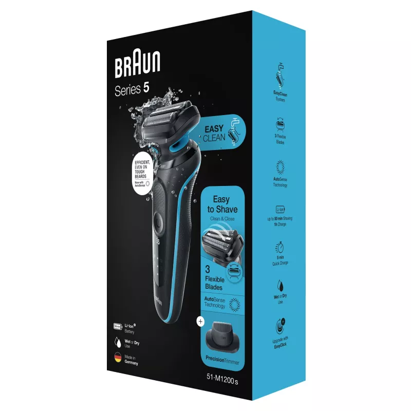 Braun Series 5 51-M1200s meeste pardel Fooliumpardel Trimmer Must, Sinine