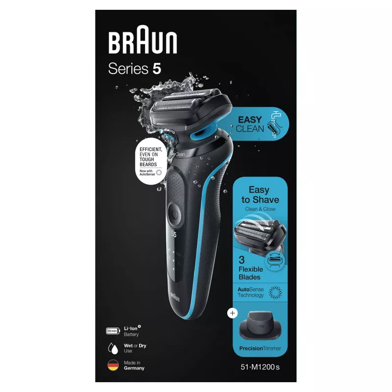 Braun Series 5 51-M1200s meeste pardel Fooliumpardel Trimmer Must, Sinine