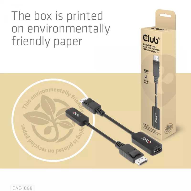CLUB3D DisplayPort 1.4 HDMI-le 4K120Hz/8K60Hz HDR aktiivadapter M/F