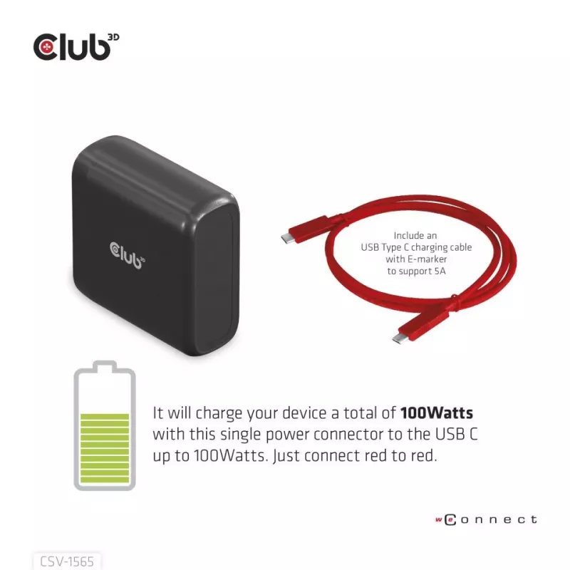 CLUB3D USB Gen1 USB-C kolmikkuva DP1.4 Alt-režiimi nutikas PD3.0 laadimisdokk 100 W toiteplokiga
