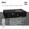 CLUB3D 3 to 1 HDMI™ 8K60Hz/4K120Hz lüliti, 7680 x 4320 pikslit, 8K Ultra HD, Must
