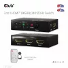 CLUB3D 3 to 1 HDMI™ 8K60Hz/4K120Hz lüliti, 7680 x 4320 pikslit, 8K Ultra HD, Must