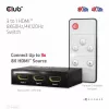 CLUB3D 3 to 1 HDMI™ 8K60Hz/4K120Hz lüliti, 7680 x 4320 pikslit, 8K Ultra HD, Must