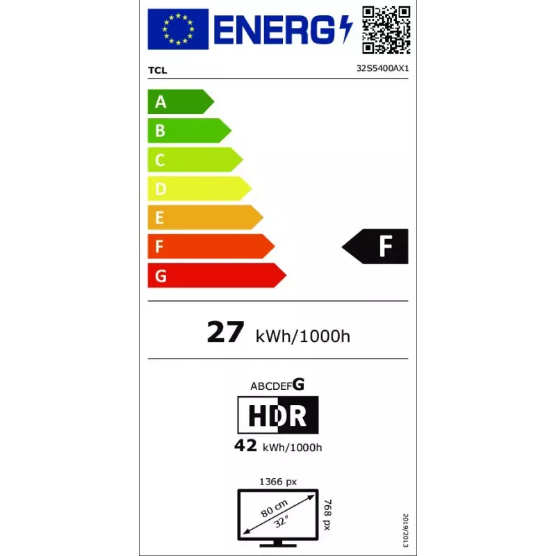 TV TCL 32S5400A 32 tolli HD LED (1366x768), Android TV, Direct‑LED, 2×HDMI, HDR10, Bluetooth 5.0