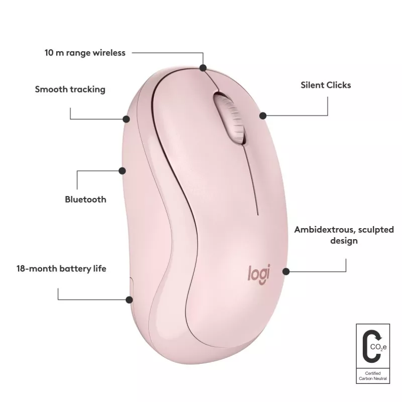 LOGITECH M240 Vaikne hiir - Bluetooth - Roosa