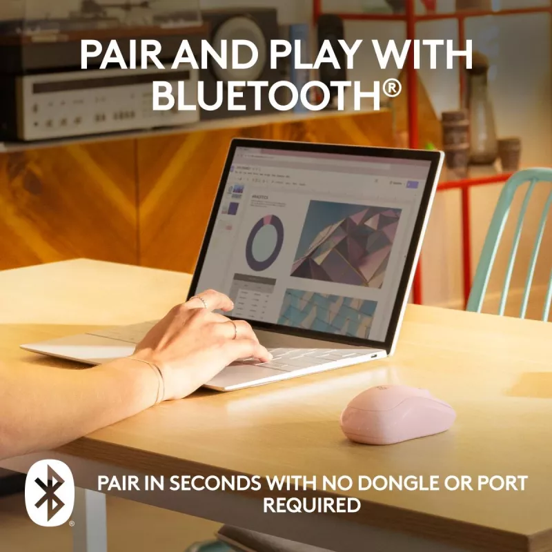 LOGITECH M240 Vaikne hiir - Bluetooth - Roosa