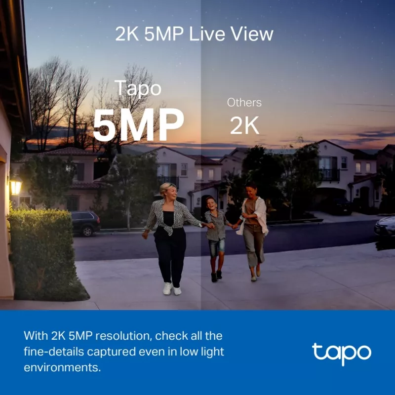 TP-Link Tapo nutikas videouksetelefoni komplekt, must, valge, IR, CE, RoHS, RCM, R-NZ, FCC, EAC, Triman, UKCA, G.711, 5 MP, 2560 x 1920 pikslit