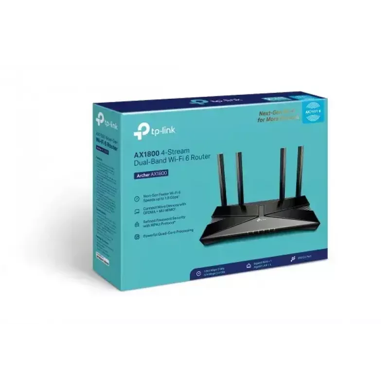 TP-Link Archer AX1800 traadita ruuter Gigabit Ethernet kaheribaline (2,4 GHz / 5 GHz) Must