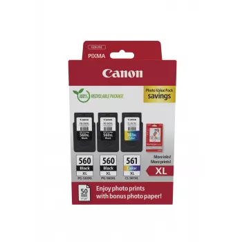 Canon 3712C012 tindikassett 3 tk originaal suure (XL) jõudlusega must, tsüaan, magenta, kollane