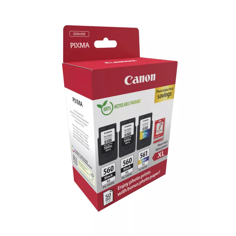 Canon 3712C012 tindikassett 3 tk originaal suure (XL) jõudlusega must, tsüaan, magenta, kollane