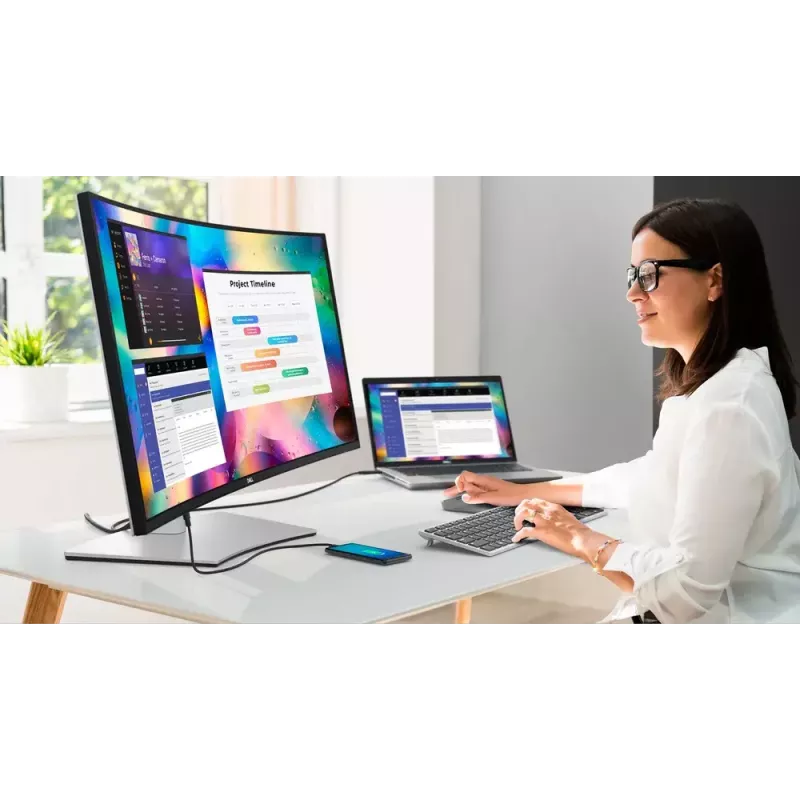 DELL UltraSharp U3824DW arvutimonitor 95,2 cm (37,5 tolli) 3840 x 1600 pikslit Wide Quad HD+ LCD must, hõbedane