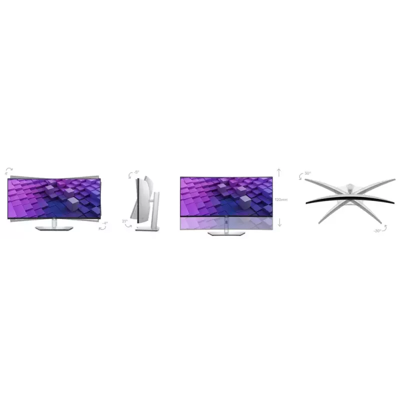 DELL UltraSharp U3824DW arvutimonitor 95,2 cm (37,5 tolli) 3840 x 1600 pikslit Wide Quad HD+ LCD must, hõbedane