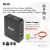 CLUB3D International Travel Charger 140W GaN tehnoloogia, nelja pordiga USB Type-A (1x) ja -C (3x), PPS + Power Delivery (PD) 3.1 tugi