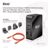 CLUB3D International Travel Charger 140W GaN tehnoloogia, nelja pordiga USB Type-A (1x) ja -C (3x), PPS + Power Delivery (PD) 3.1 tugi