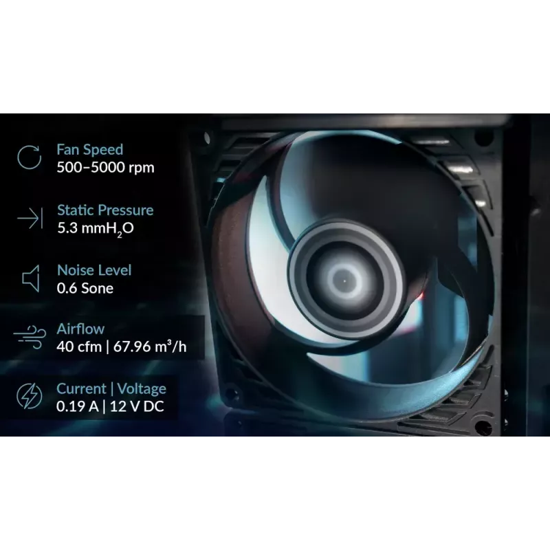80 mm ventilaator Arctic P8 Max High-Performance PWM, 80 mm läbimõõt, must, 67,96 m³/h õhuvool, 0,6 sone