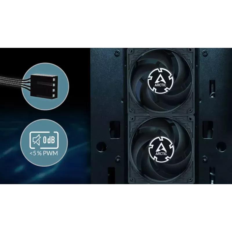 80 mm ventilaator Arctic P8 Max High-Performance PWM, 80 mm läbimõõt, must, 67,96 m³/h õhuvool, 0,6 sone