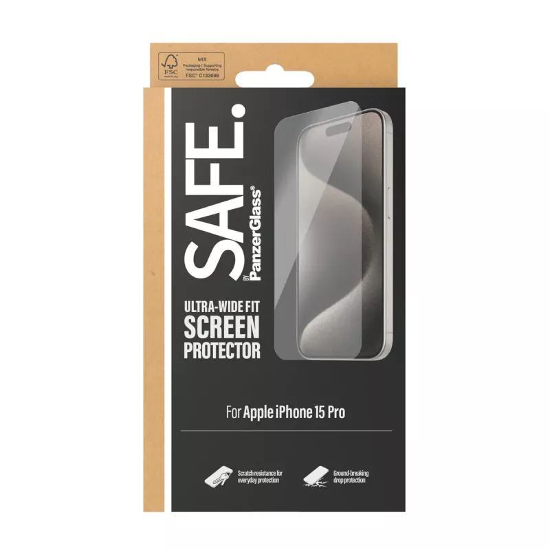 PanzerGlass SAFE. by ® Ekraanikaitse iPhone 15 Pro | Ultra-Wide Fit