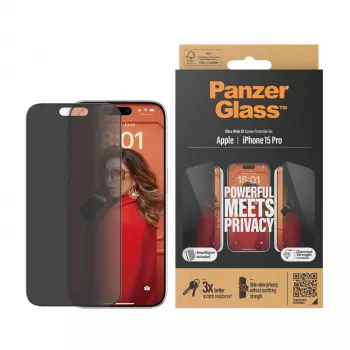 PanzerGlass® Privaatsusekraanikaitse iPhone 15 Pro | Ultra-Wide Fit koos EasyAligneriga