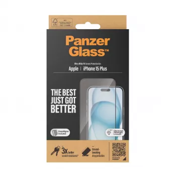 PanzerGlass ® Ekraanikaitse iPhone 15 Plus | Ultra-Wide Fit koos EasyAligneriga