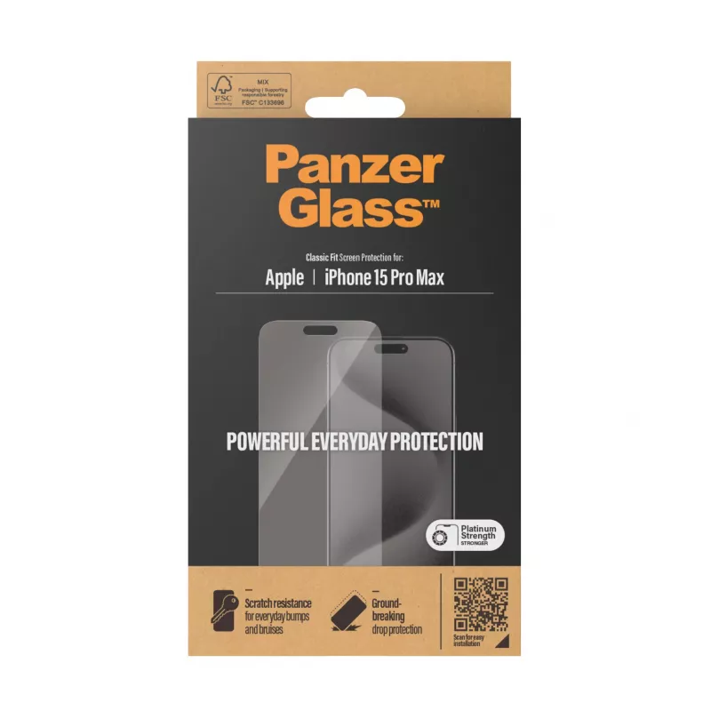 PanzerGlass ® Ekraanikaitse iPhone 15 Pro Max | Classic Fit
