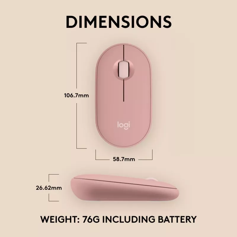 LOGITECH Pebble 2 M350s juhtmeta optiline hiir roosa