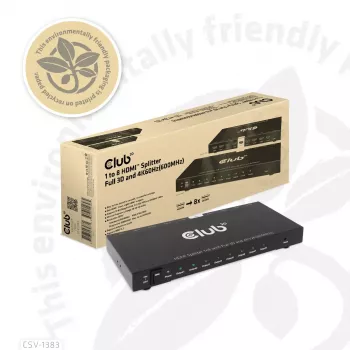 CLUB3D 1 kuni 8 HDMI™ jaotur Full 3D ja 4K60Hz (600MHz)