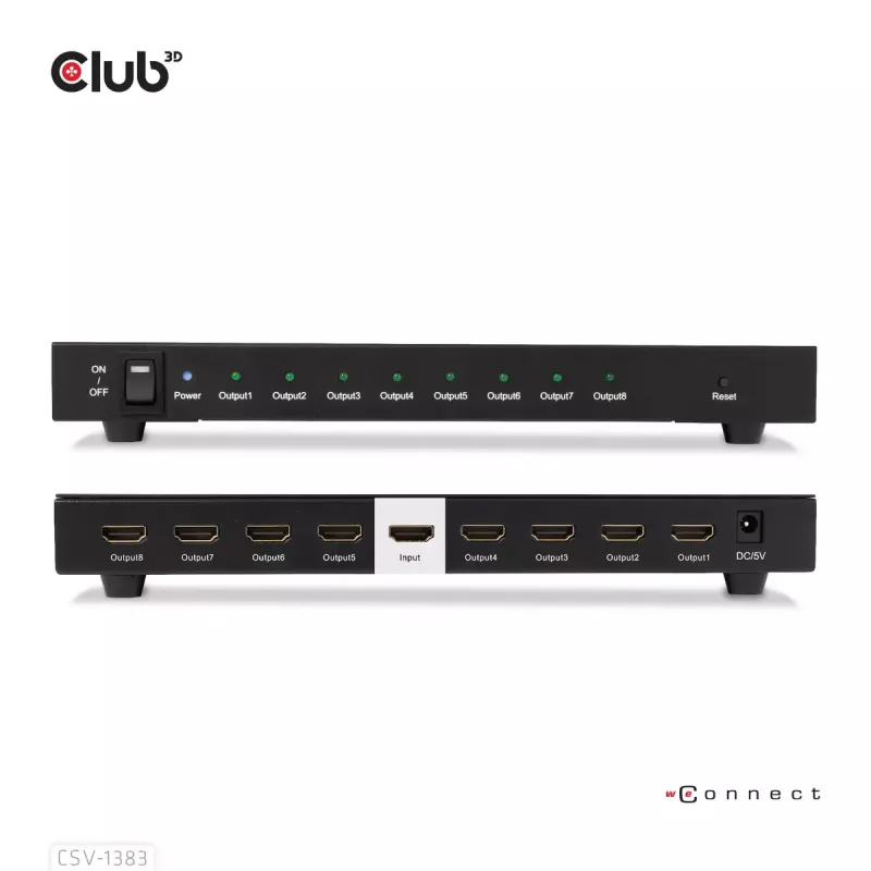 CLUB3D 1 kuni 8 HDMI™ jaotur Full 3D ja 4K60Hz (600MHz)