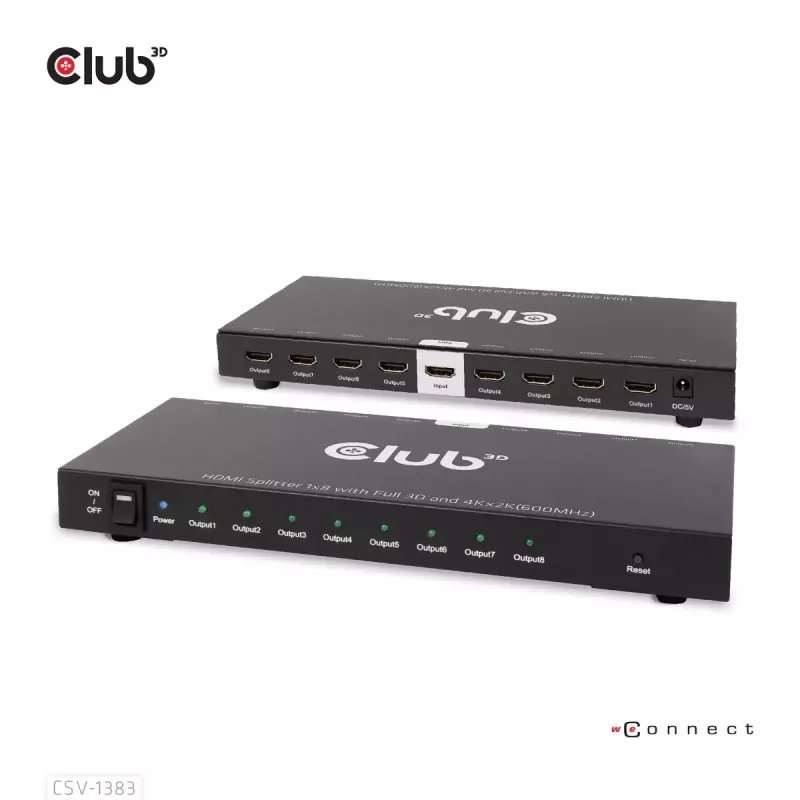 CLUB3D 1 kuni 8 HDMI™ jaotur Full 3D ja 4K60Hz (600MHz)